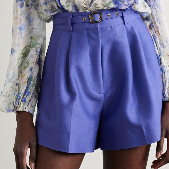 Zimmermann Blue High Waist Tailored Shorts
